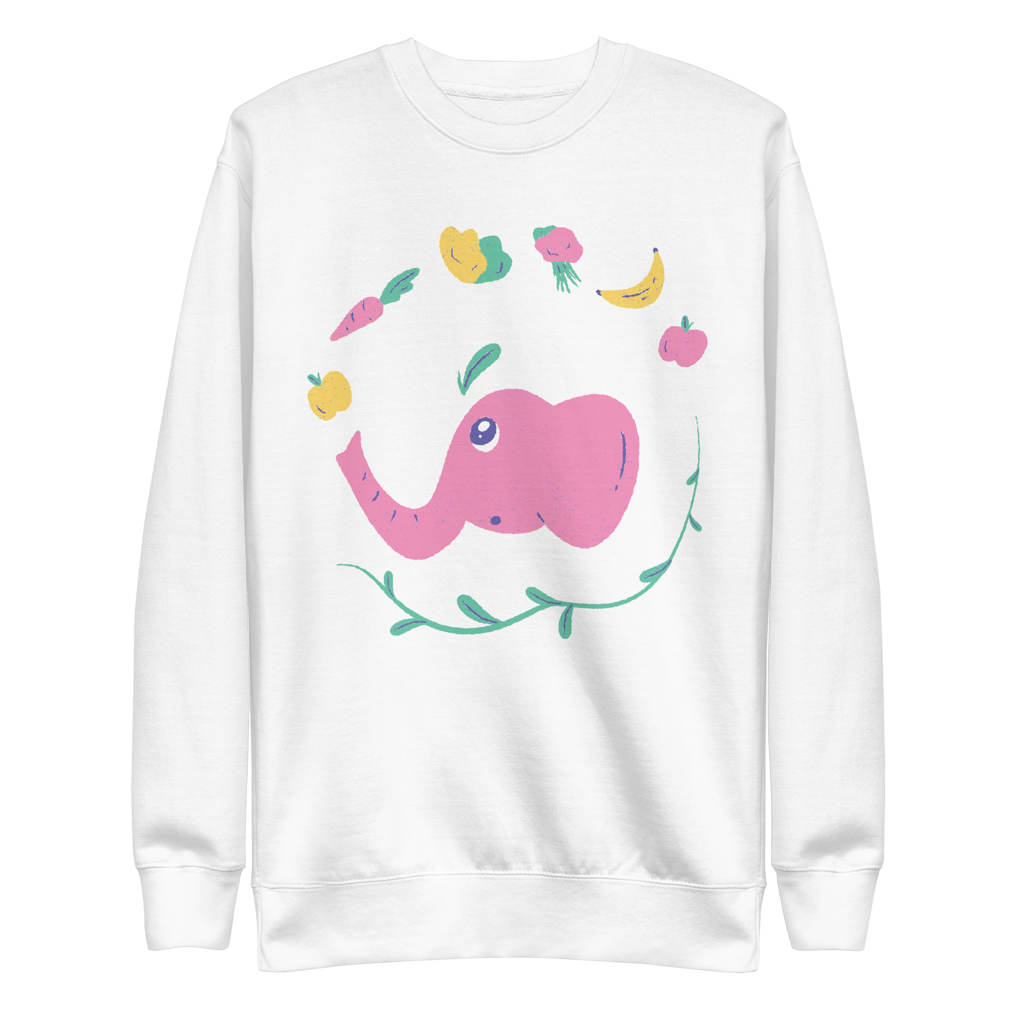 unisex-premium-sweatshirt-white-front-6a8a02e9c626a.png Vegan Elephant Sweatshirt