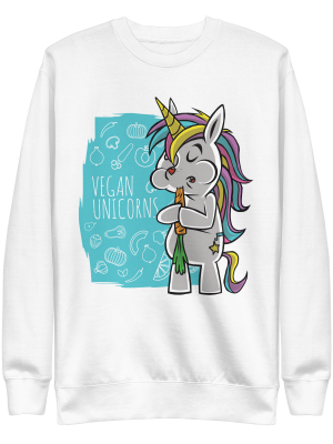 unisex-premium-sweatshirt-white-front-6a8a040d2d7bf.png Vegan Unicorn Sweatshirt