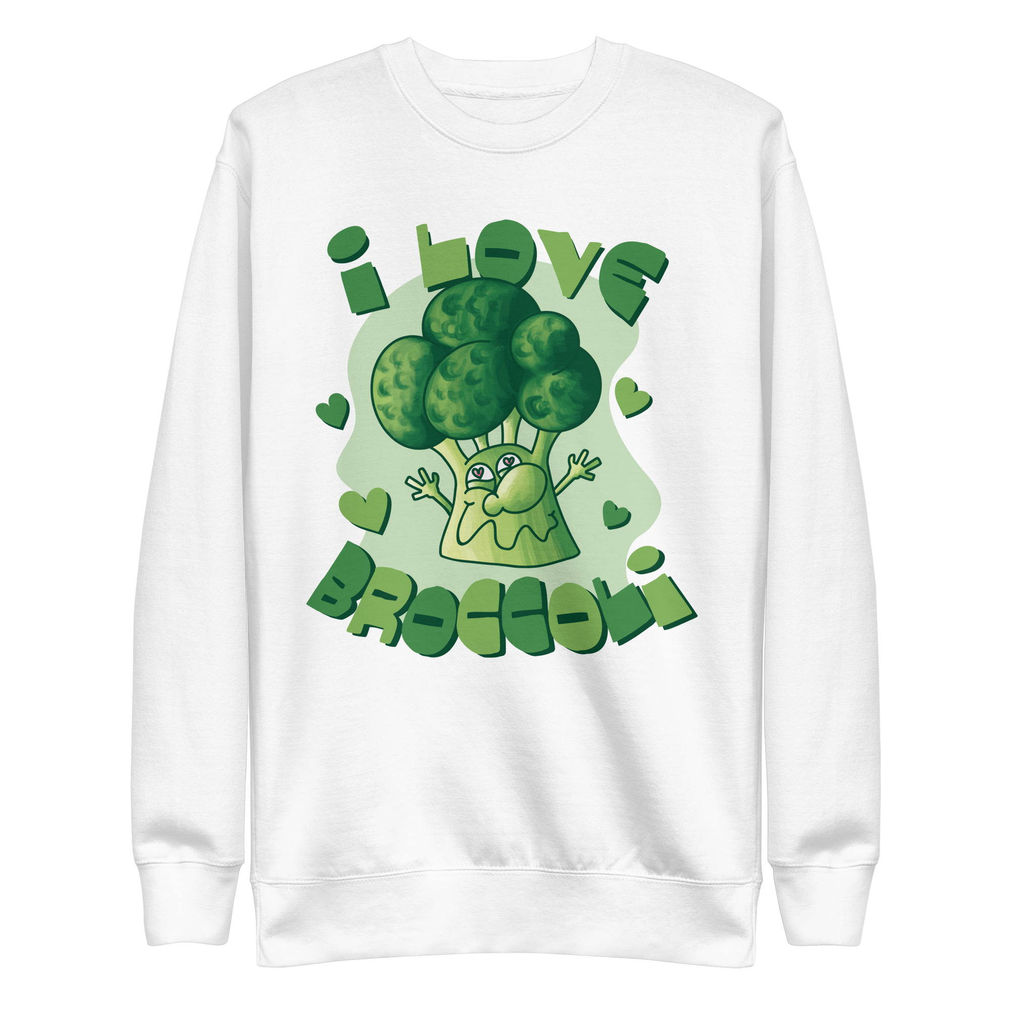 unisex-premium-sweatshirt-white-front-6a8a068dee5fd.png Broccoli Lover Sweatshirt