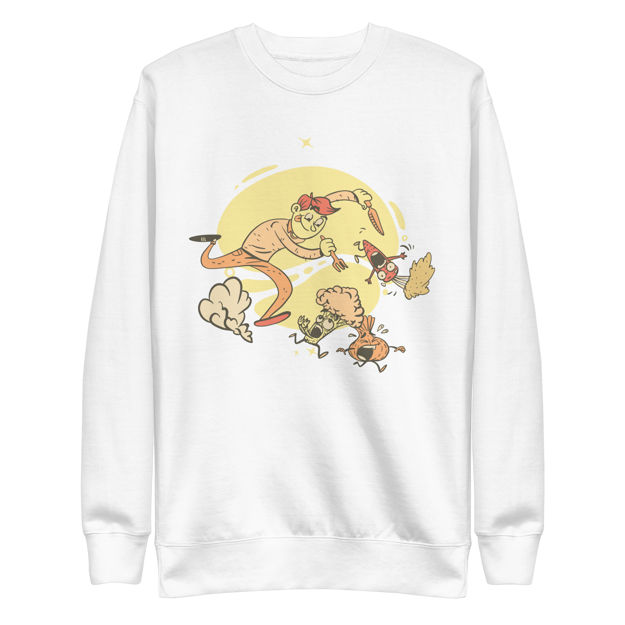 unisex-premium-sweatshirt-white-front-6a8a0795712e0.png Chasing Vegetables Sweatshirt