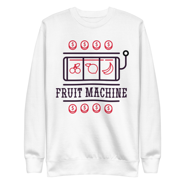 unisex-premium-sweatshirt-white-front-6a8a08287028a.png Fruit Machine Sweatshirt