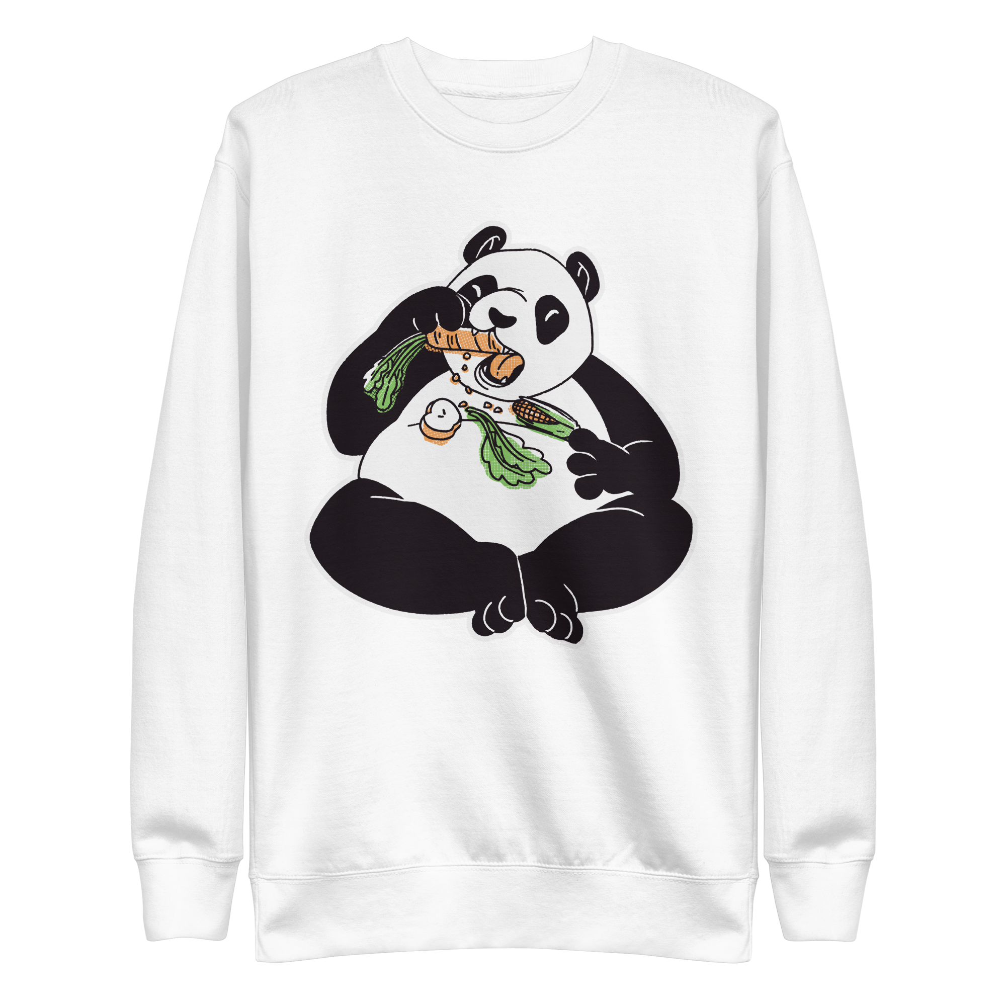 unisex-premium-sweatshirt-white-front-6a8a0e0511741.png Panda Eating Sweatshirt