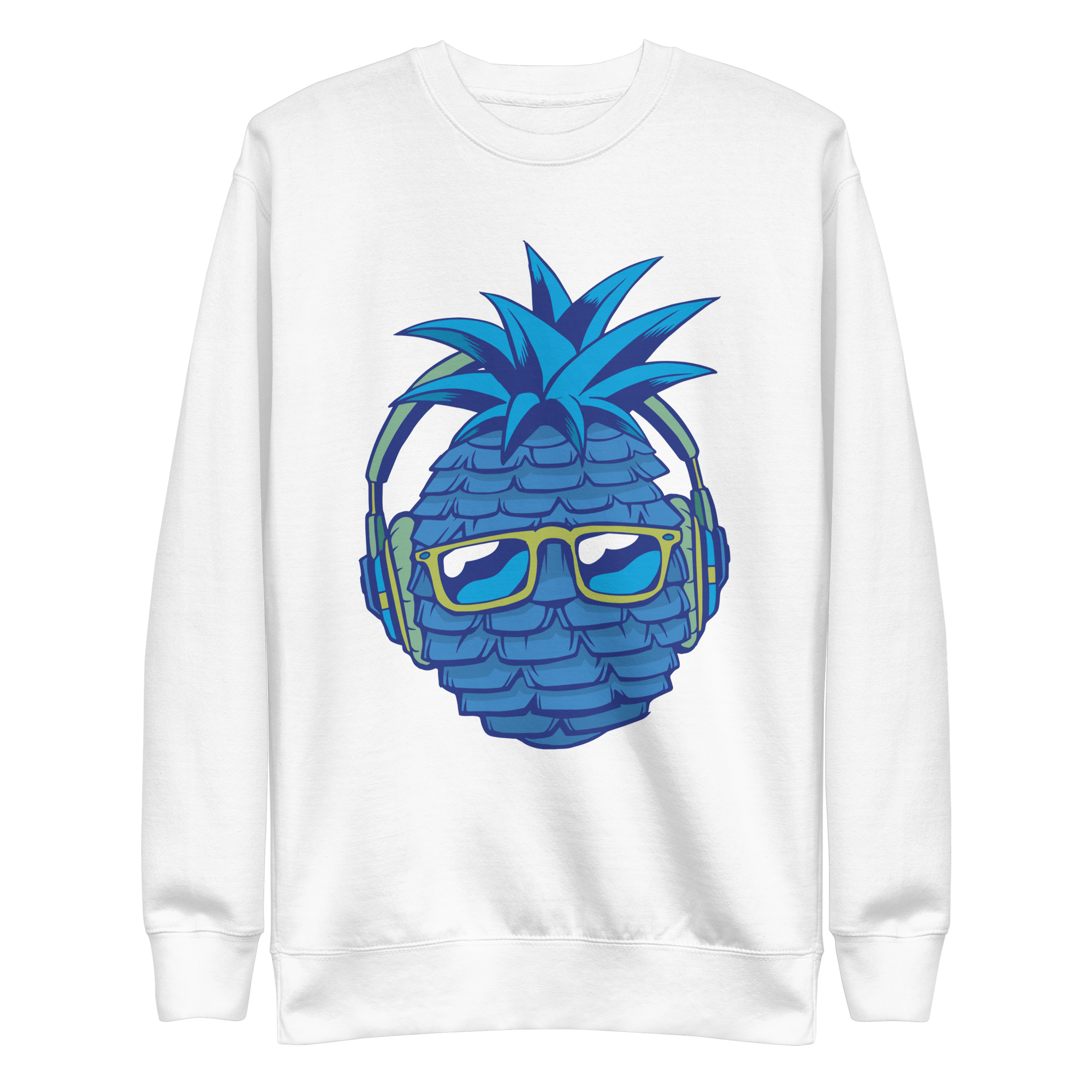unisex-premium-sweatshirt-white-front-6a8a11bb52862.png Blue Pineapple Sweatshirt