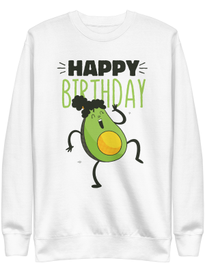 unisex-premium-sweatshirt-white-front-6a8a1378b03e9.png Avocado Birthday Sweatshirt