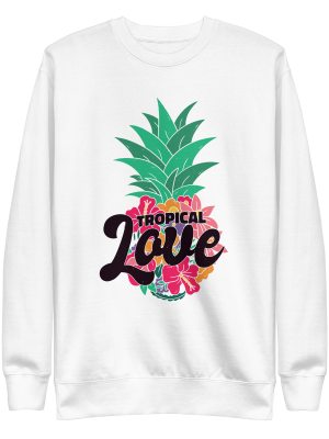 unisex-premium-sweatshirt-white-front-6a8a15e14c730.png Tropical Love Sweatshirt