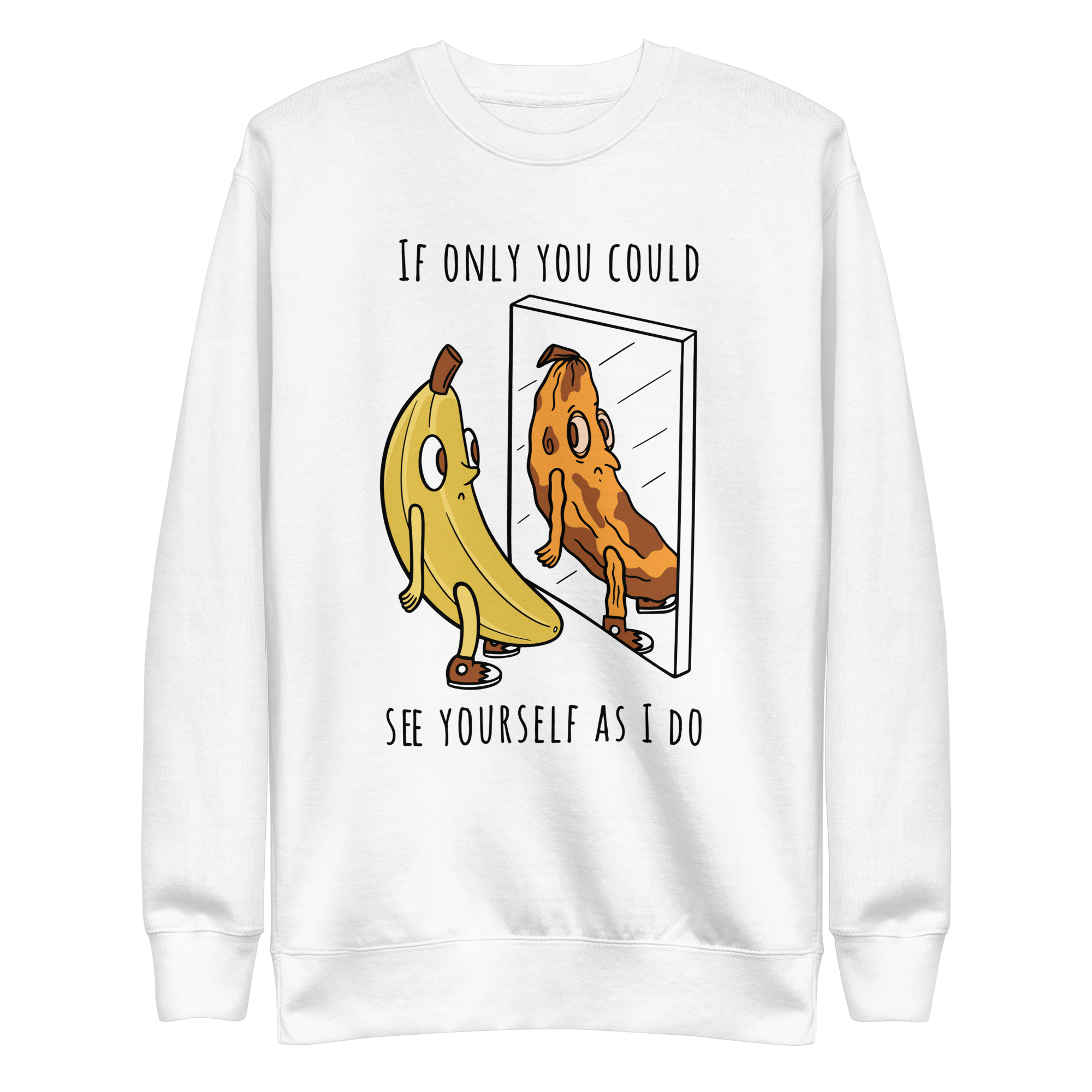 unisex-premium-sweatshirt-white-front-6a8b563b6589b.png Banana Mirror Sweatshirt