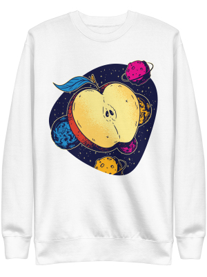 unisex-premium-sweatshirt-white-front-6a8b567158778.png Space Apple Sweatshirt