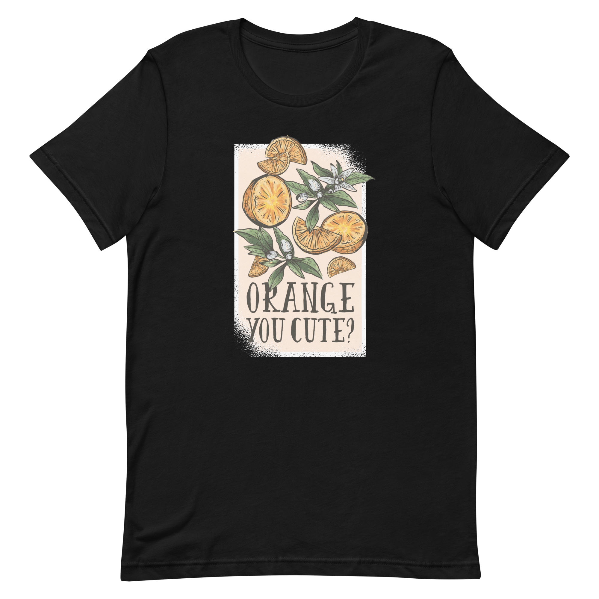 unisex-staple-t-shirt-black-front-6a89d0b34644e.png Orange You Cute T-Shirt