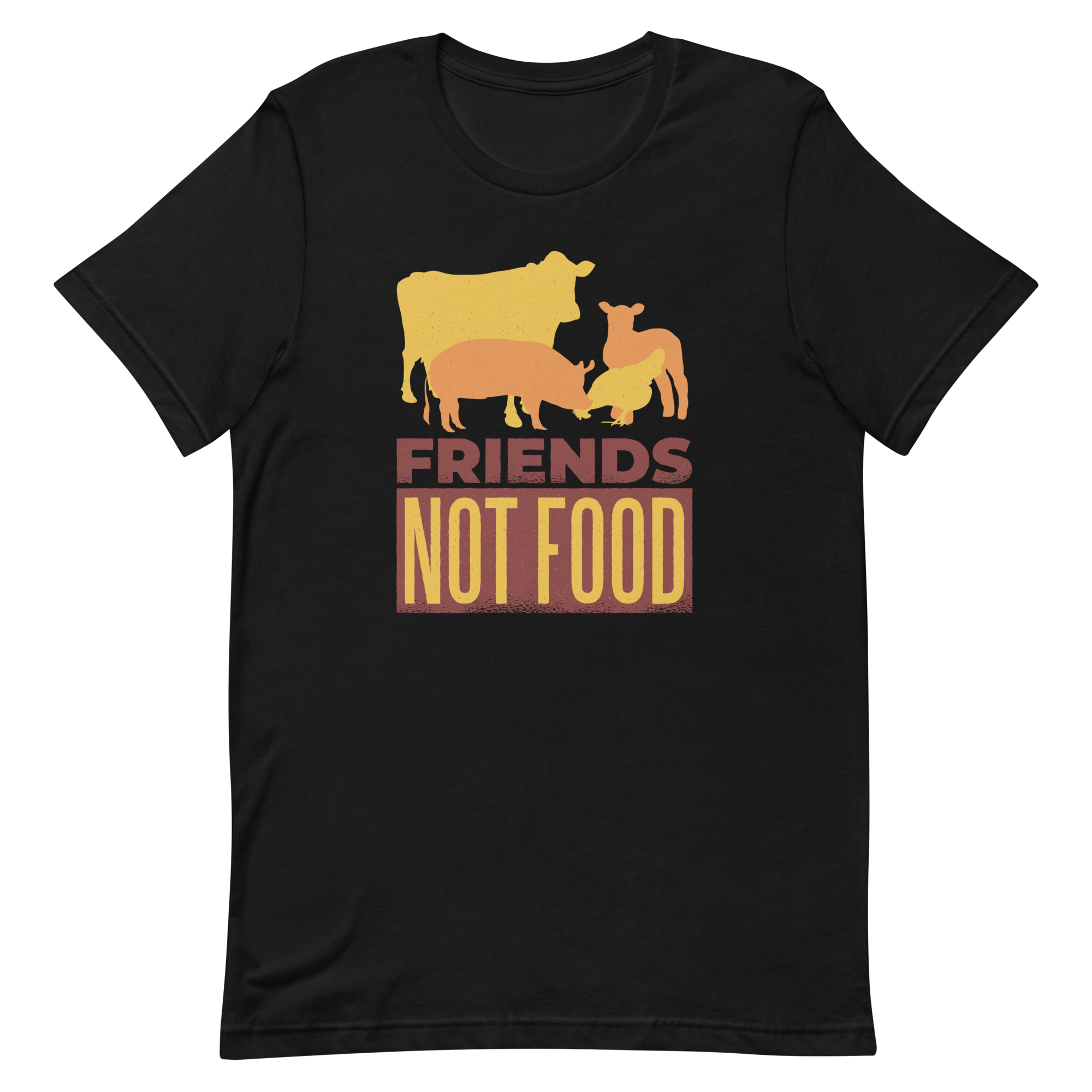 unisex-staple-t-shirt-black-front-6a89d0ef8c786.png Friends Not Food T-Shirt