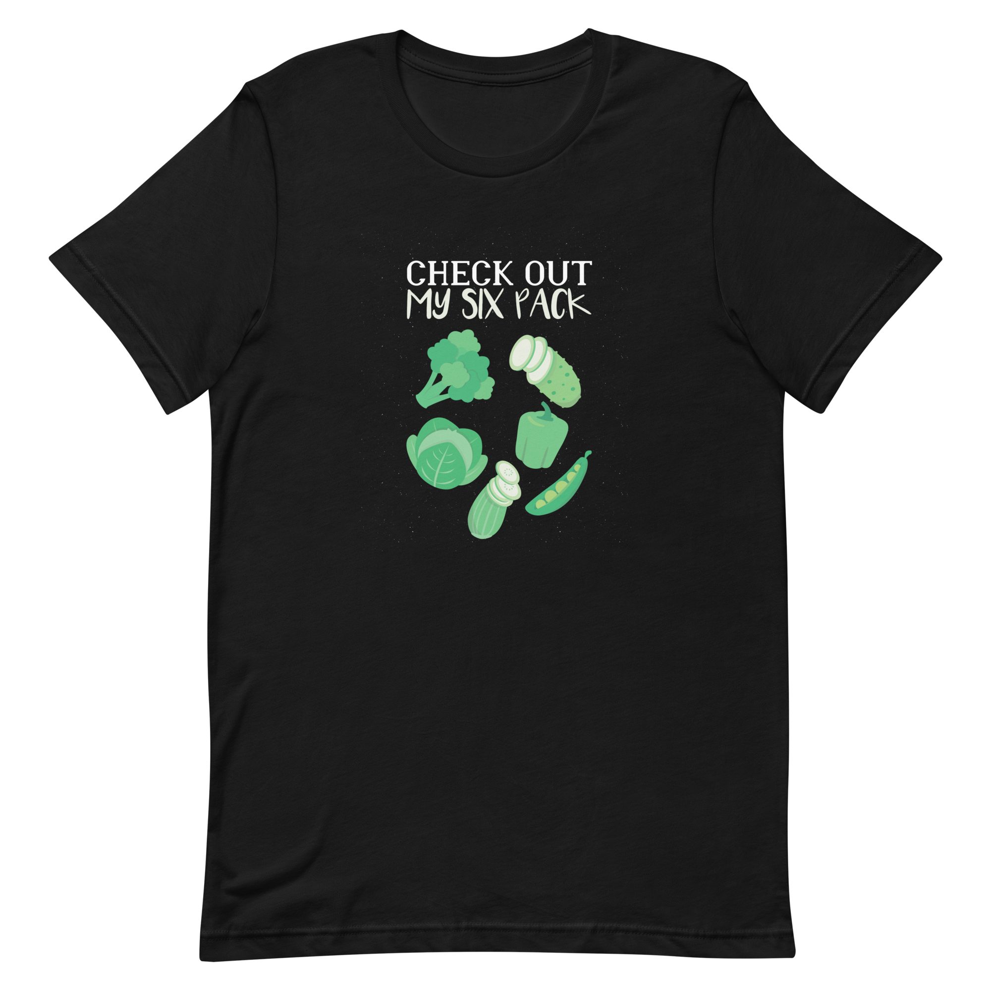unisex-staple-t-shirt-black-front-6a89e2f64c40d.png Six Pack T-Shirt