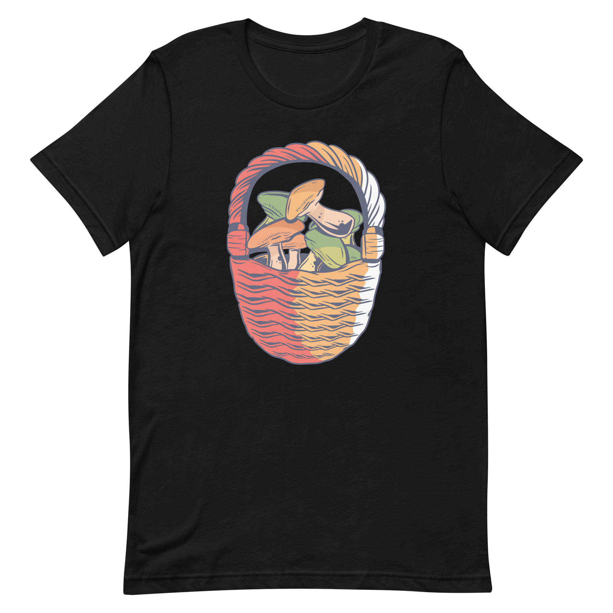 unisex-staple-t-shirt-black-front-6a89f46a7aef6.png Mushroom Basket T-Shirt