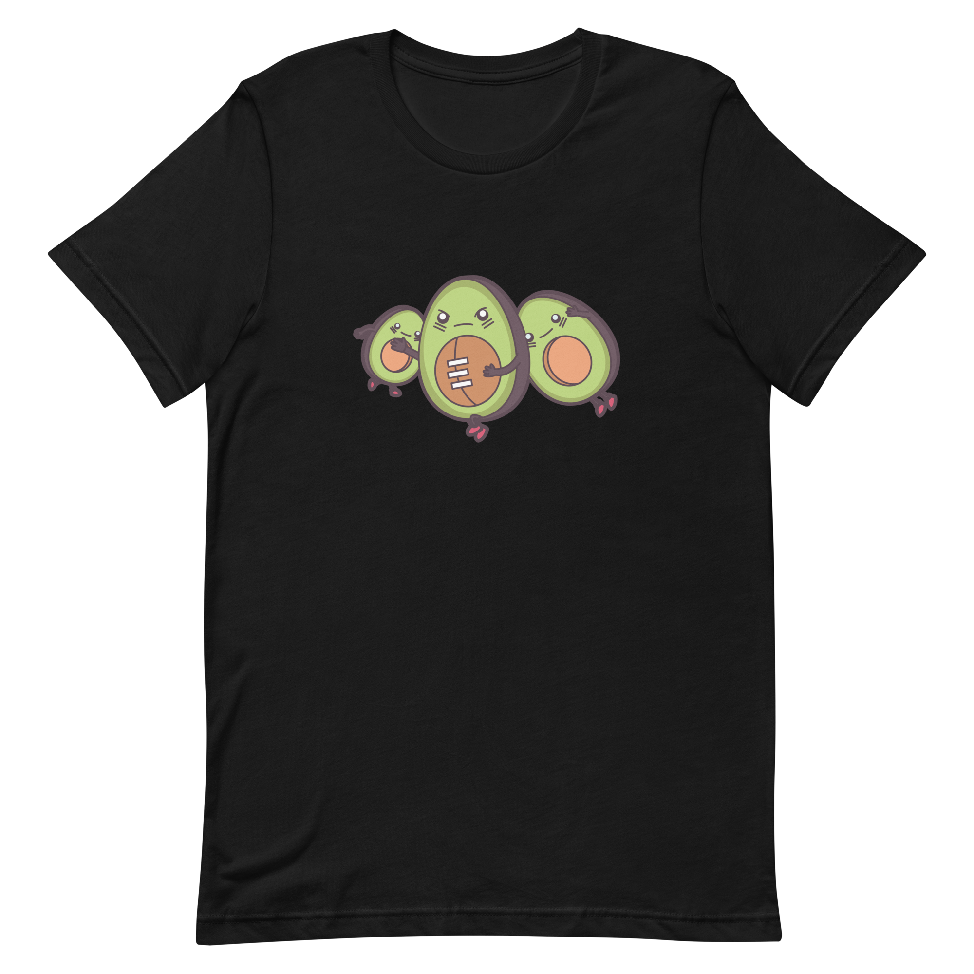 unisex-staple-t-shirt-black-front-6a89f54fc21e3.png Avocado Football T-Shirt