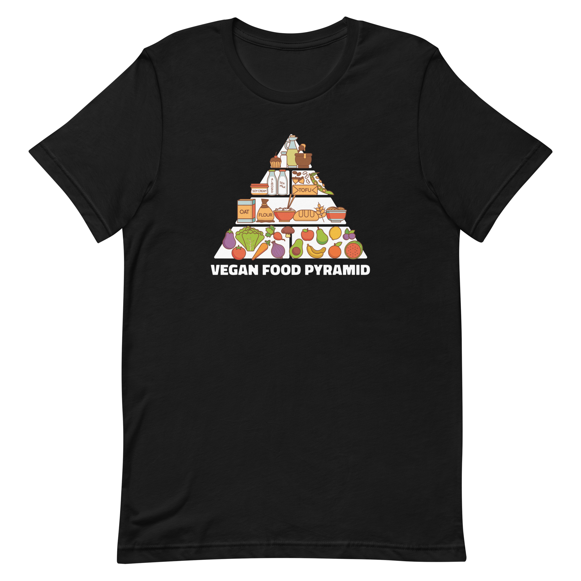 unisex-staple-t-shirt-black-front-6a89fe6af1a8f.png Vegan Food Pyramid T-Shirt