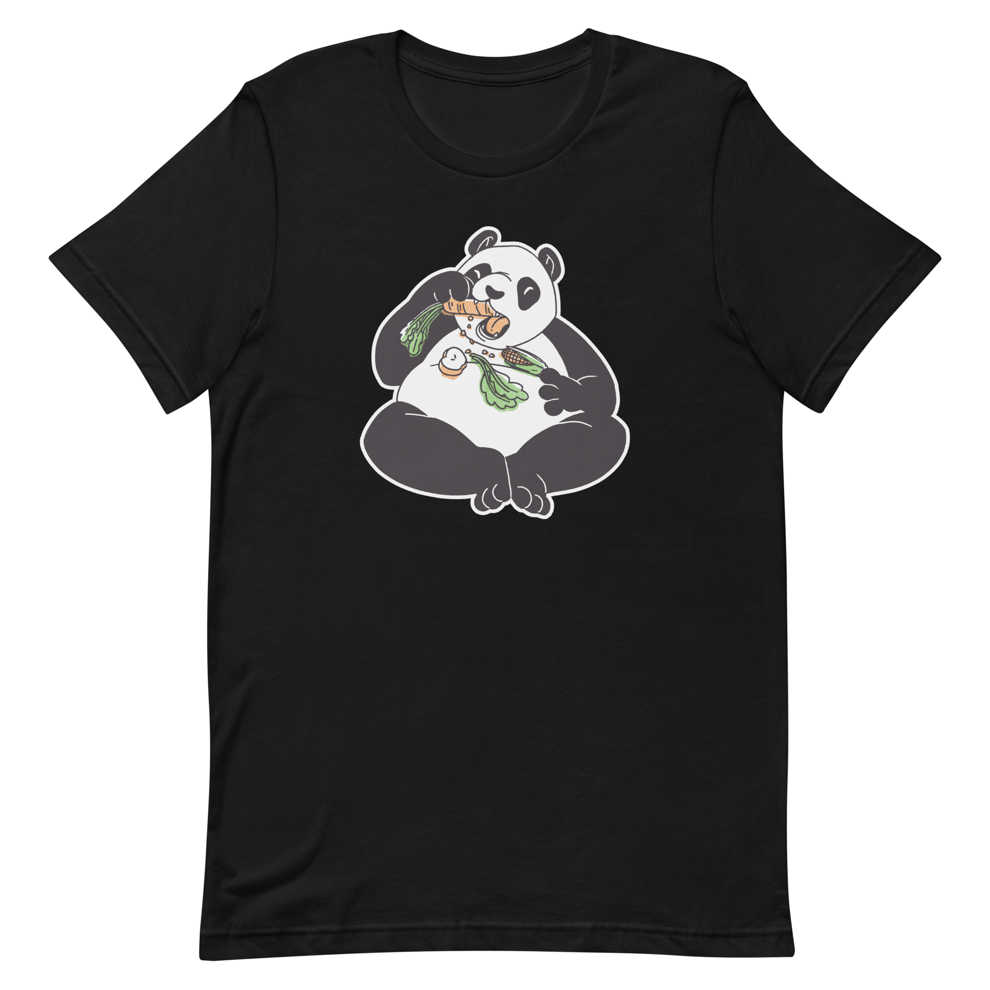 unisex-staple-t-shirt-black-front-6a8a0e03d0967.png Panda Eating T-Shirt