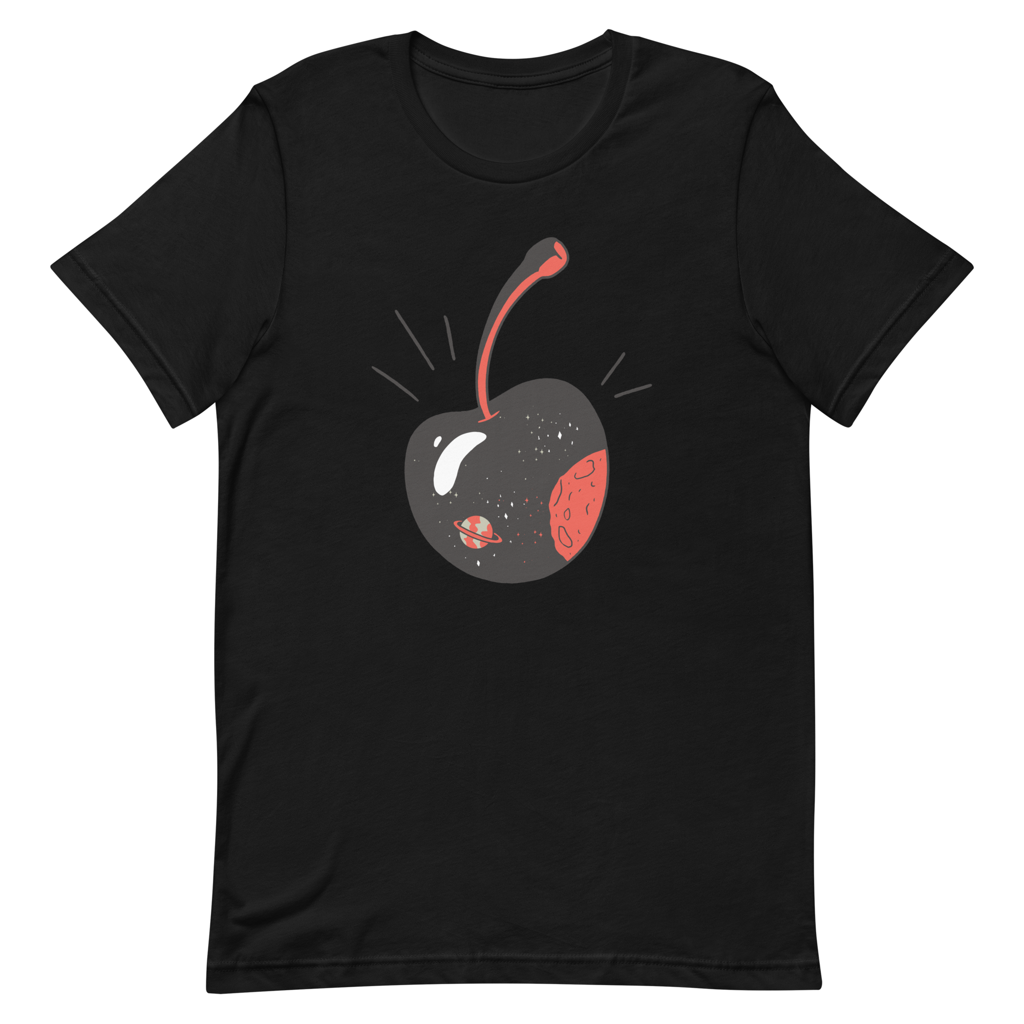 unisex-staple-t-shirt-black-front-6a8a112a78ba6.png Galaxy Cherry T-Shirt