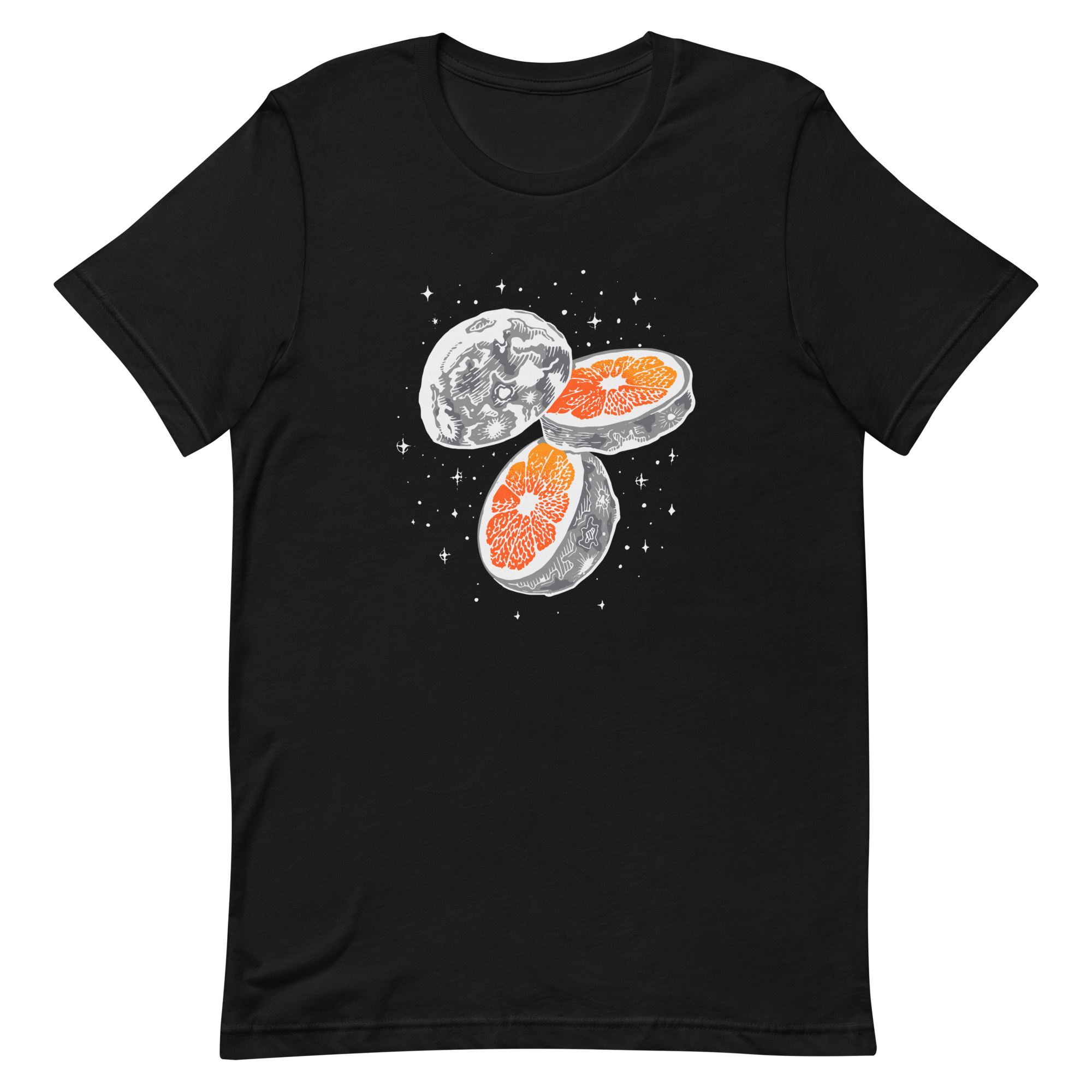 unisex-staple-t-shirt-black-front-6a8a169f15cd9.png Moon Orange T-Shirt