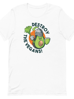 unisex-staple-t-shirt-white-front-6a88b60ea0434.png Destroy The Vegans T-Shirt