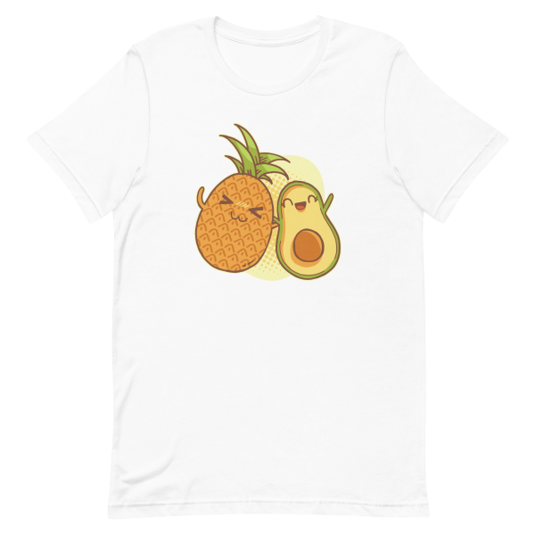unisex-staple-t-shirt-white-front-6a89cd3ce80be.png Pineapple Avocado Friends T-Shirt