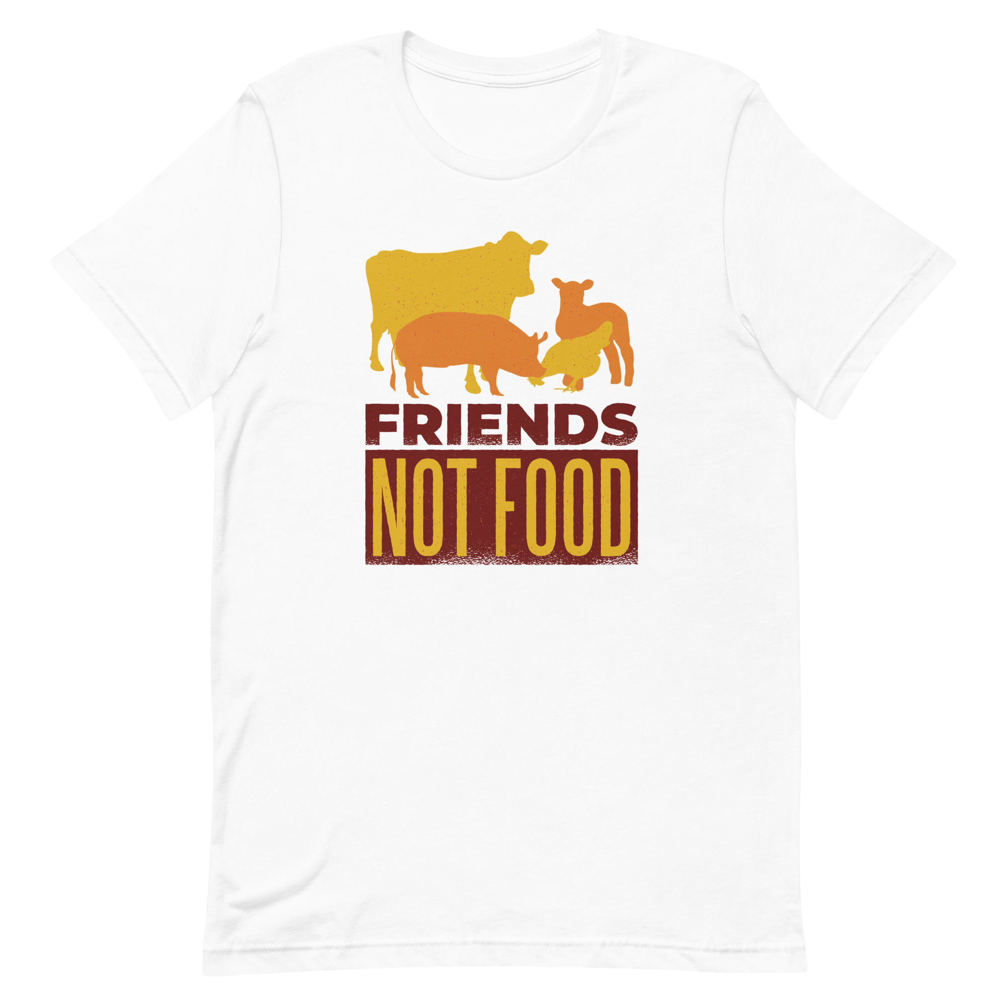 unisex-staple-t-shirt-white-front-6a89d0ef89f48.png Friends Not Food T-Shirt