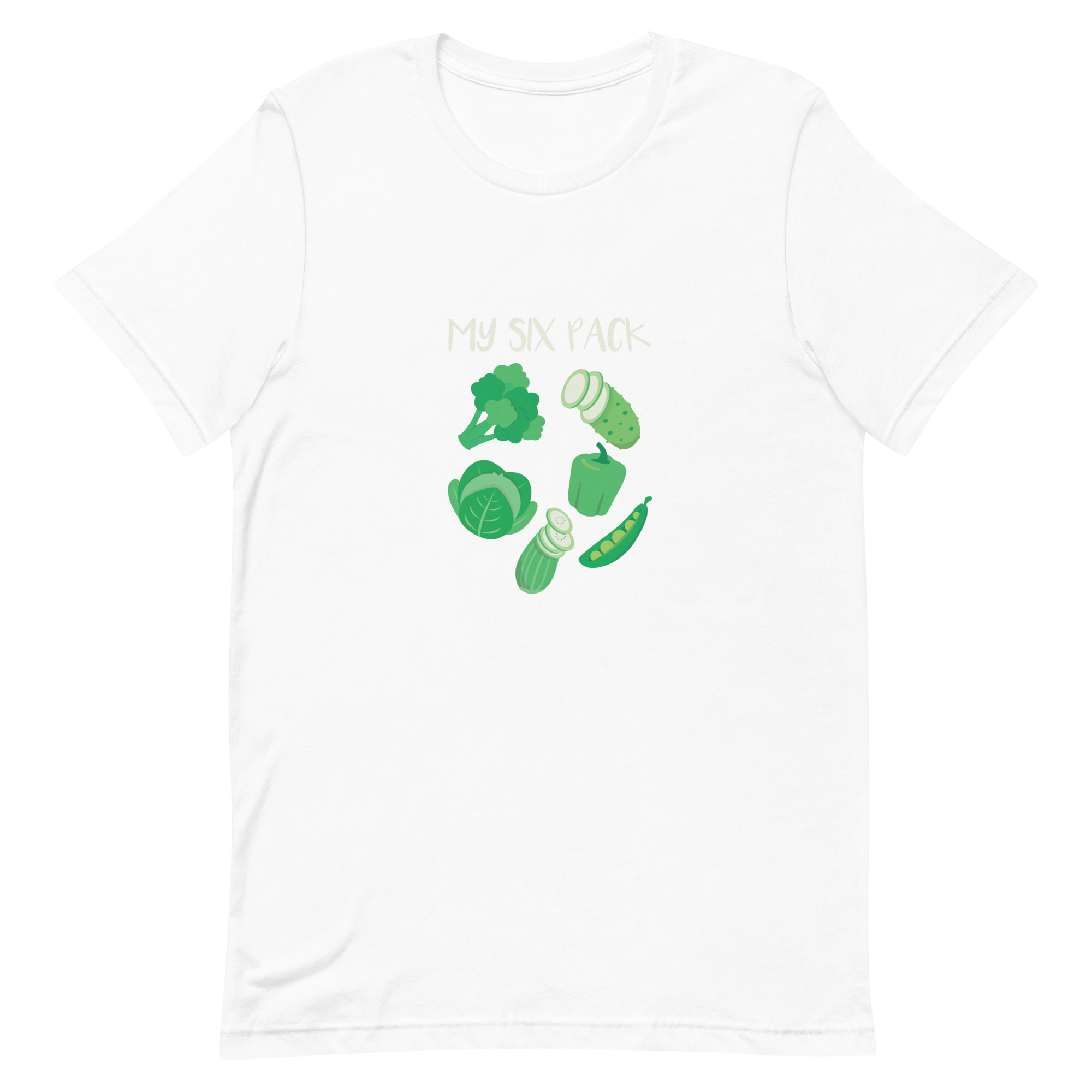 unisex-staple-t-shirt-white-front-6a89e2f64ecdc.png Six Pack T-Shirt