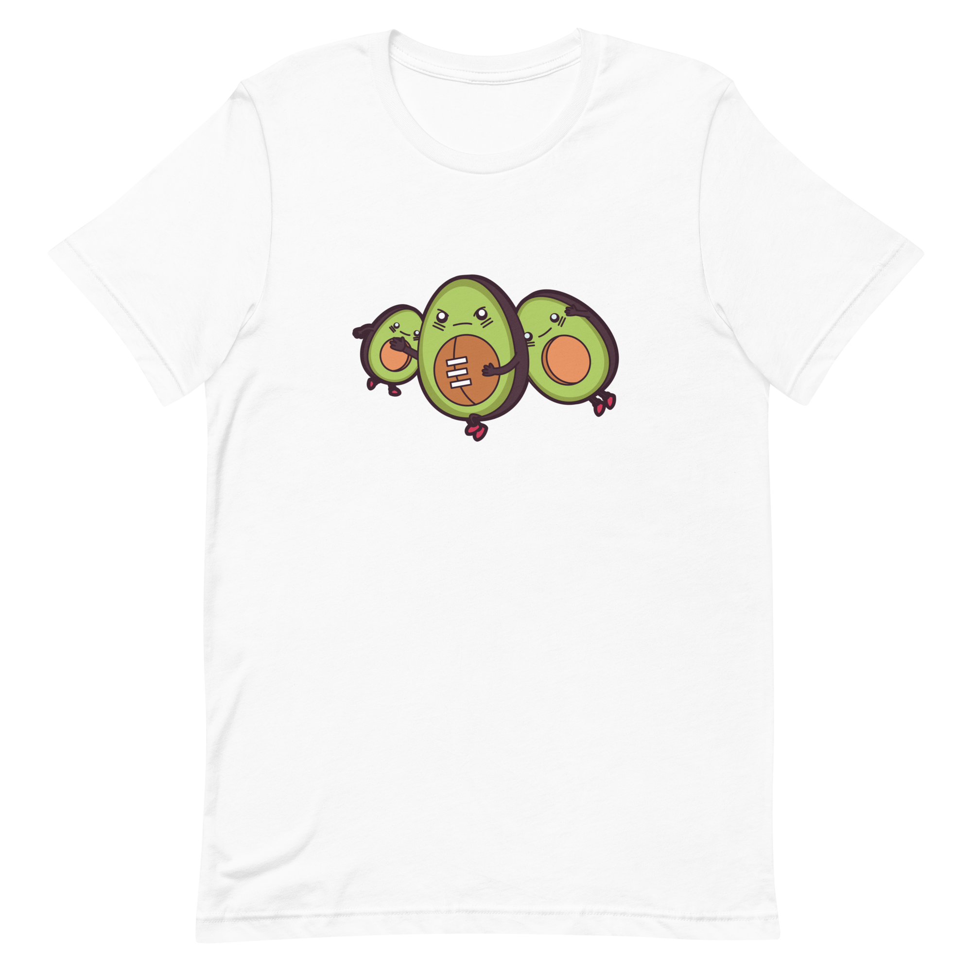 unisex-staple-t-shirt-white-front-6a89f54fbfbf4.png Avocado Football T-Shirt