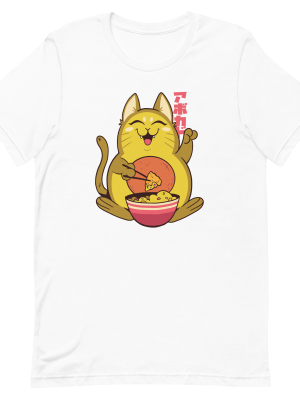 unisex-staple-t-shirt-white-front-6a89fc9b686cc.png Avocado Cat Nachos T-Shirt