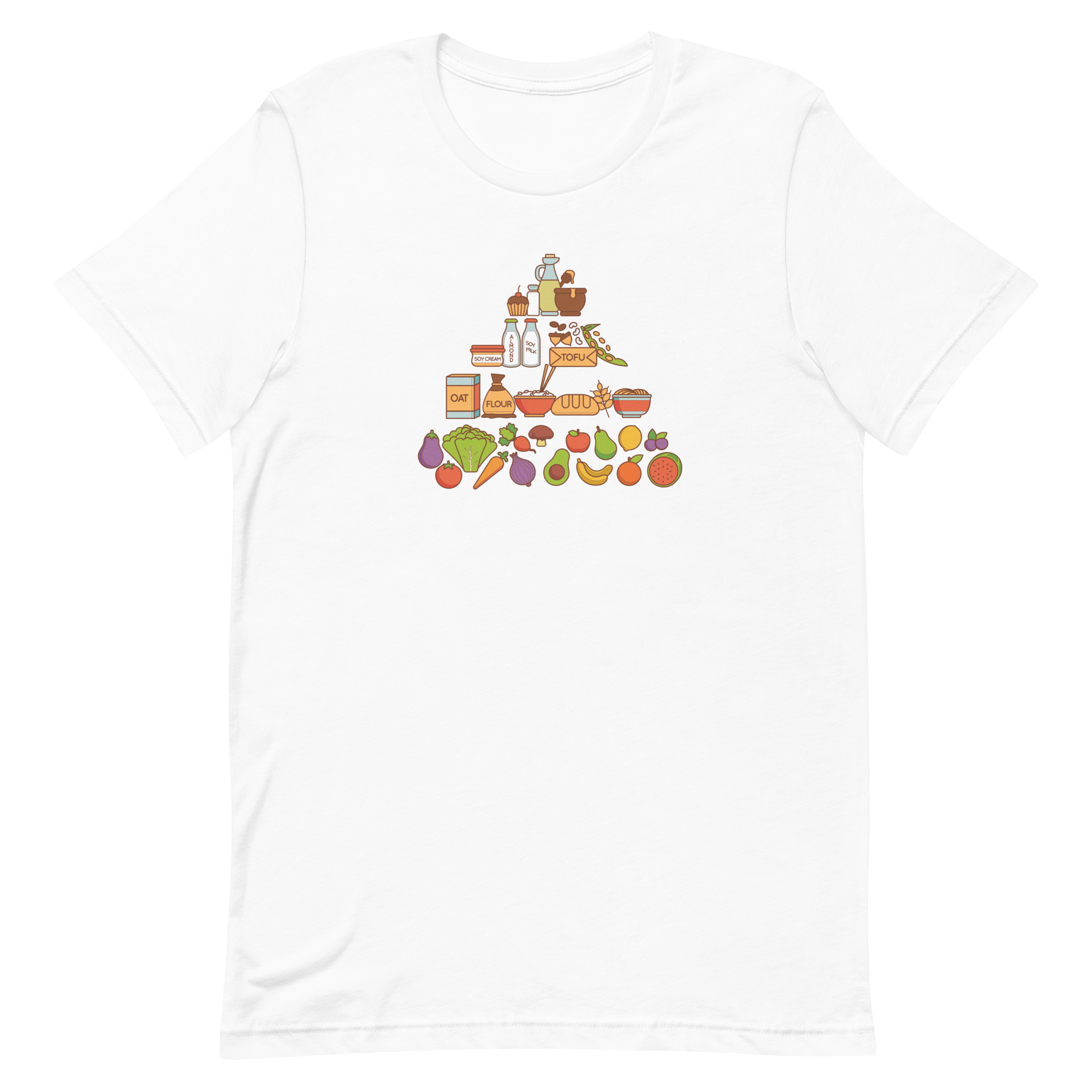 unisex-staple-t-shirt-white-front-6a89fe6b0002f.png Vegan Food Pyramid T-Shirt