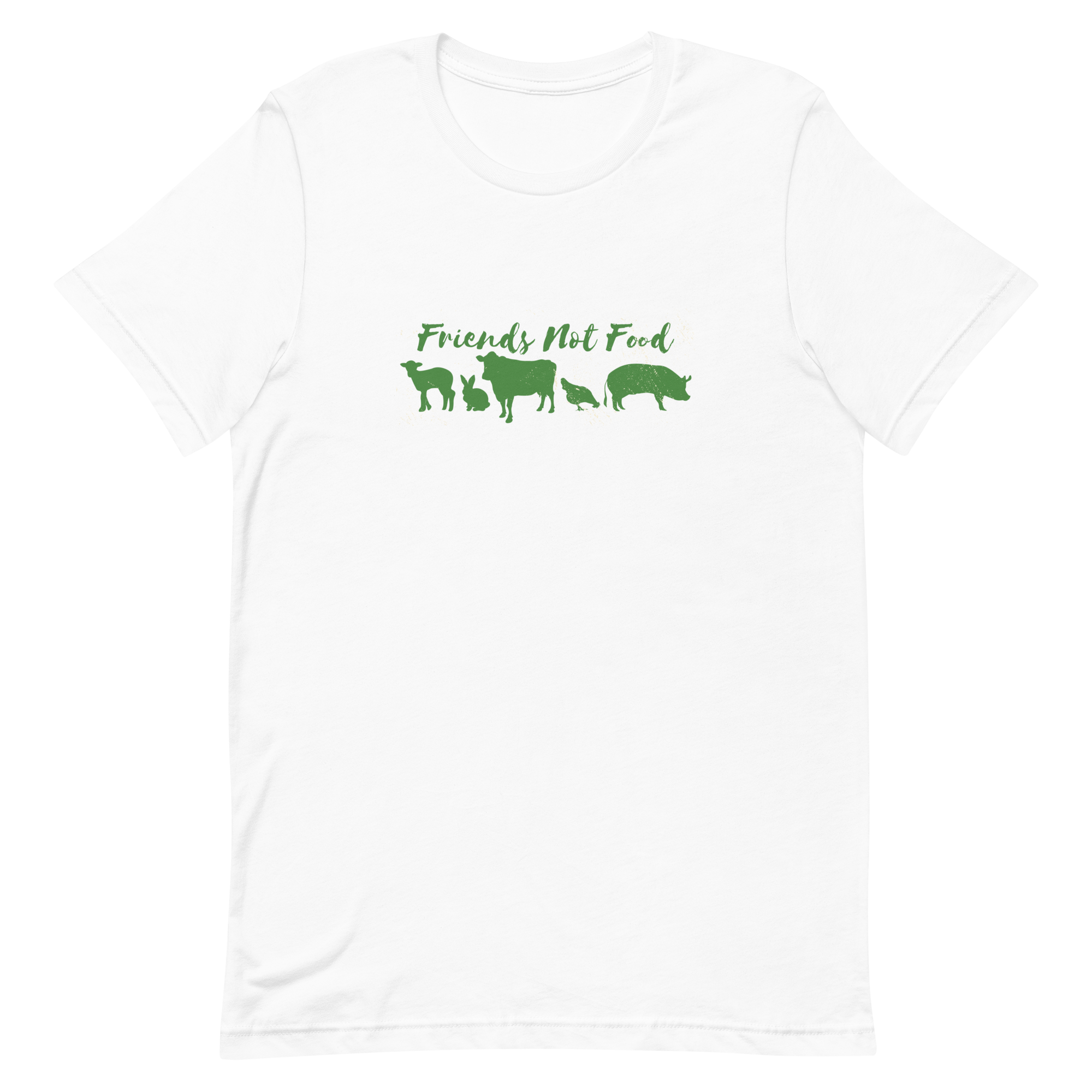 unisex-staple-t-shirt-white-front-6a8a000235f2a.png Friends Not Food T-Shirt