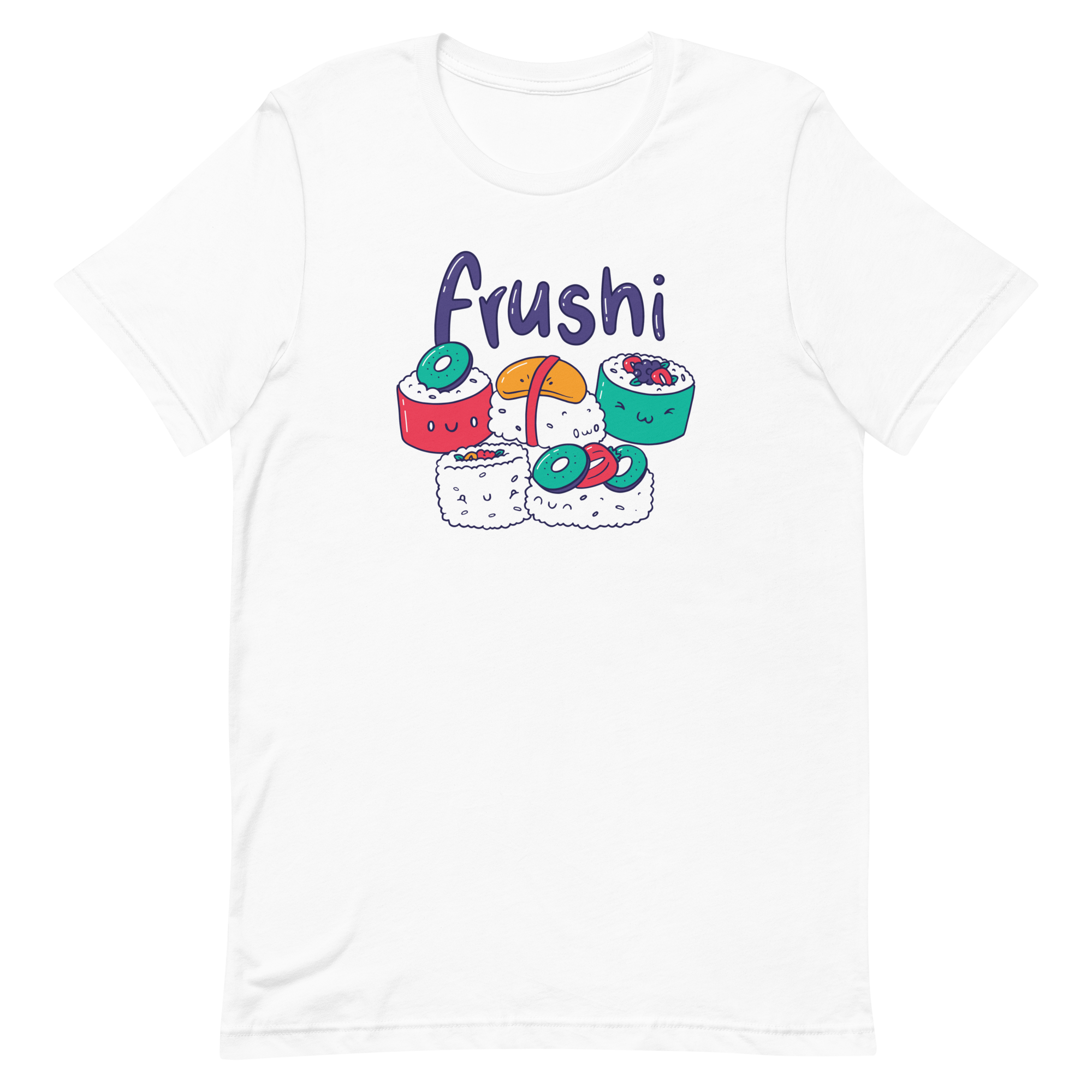 unisex-staple-t-shirt-white-front-6a8a086746318.png Fruit Sushi Kawaii T-Shirt