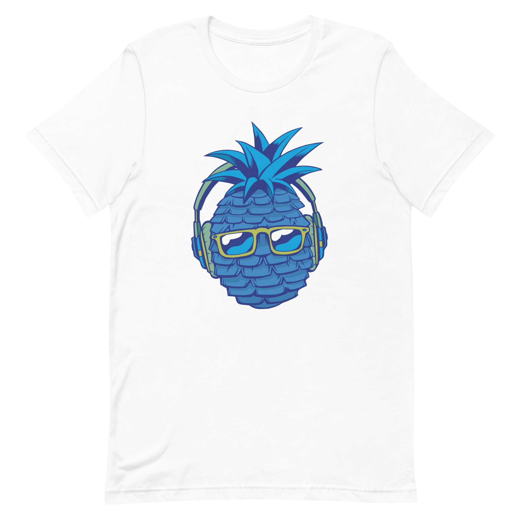 unisex-staple-t-shirt-white-front-6a8a11ba1117a.png Blue Pineapple T-Shirt