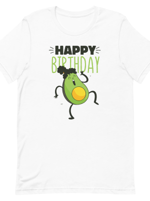 unisex-staple-t-shirt-white-front-6a8a13767192e.png Avocado Birthday T-Shirt