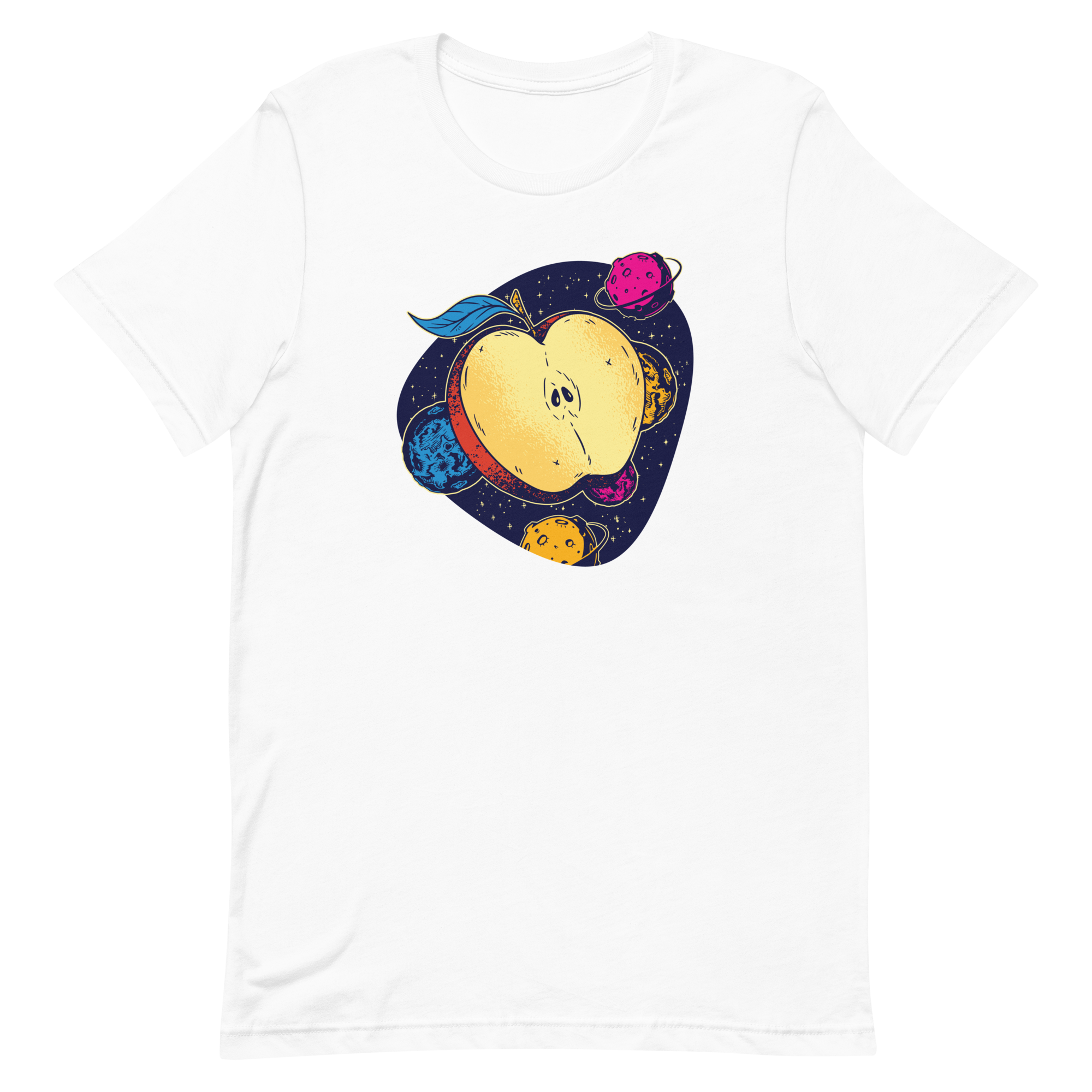 unisex-staple-t-shirt-white-front-6a8b5670745db.png Space Apple T-Shirt