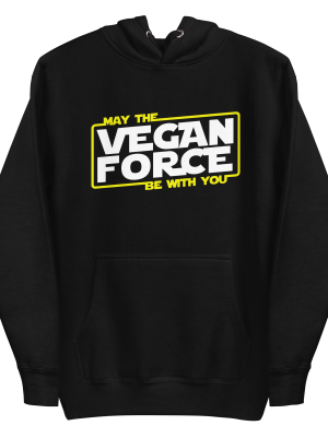 unisex-premium-pullover-hoodie-black-front-6a9c5b046717b.png May The Vegan Force Be With You Hoodie