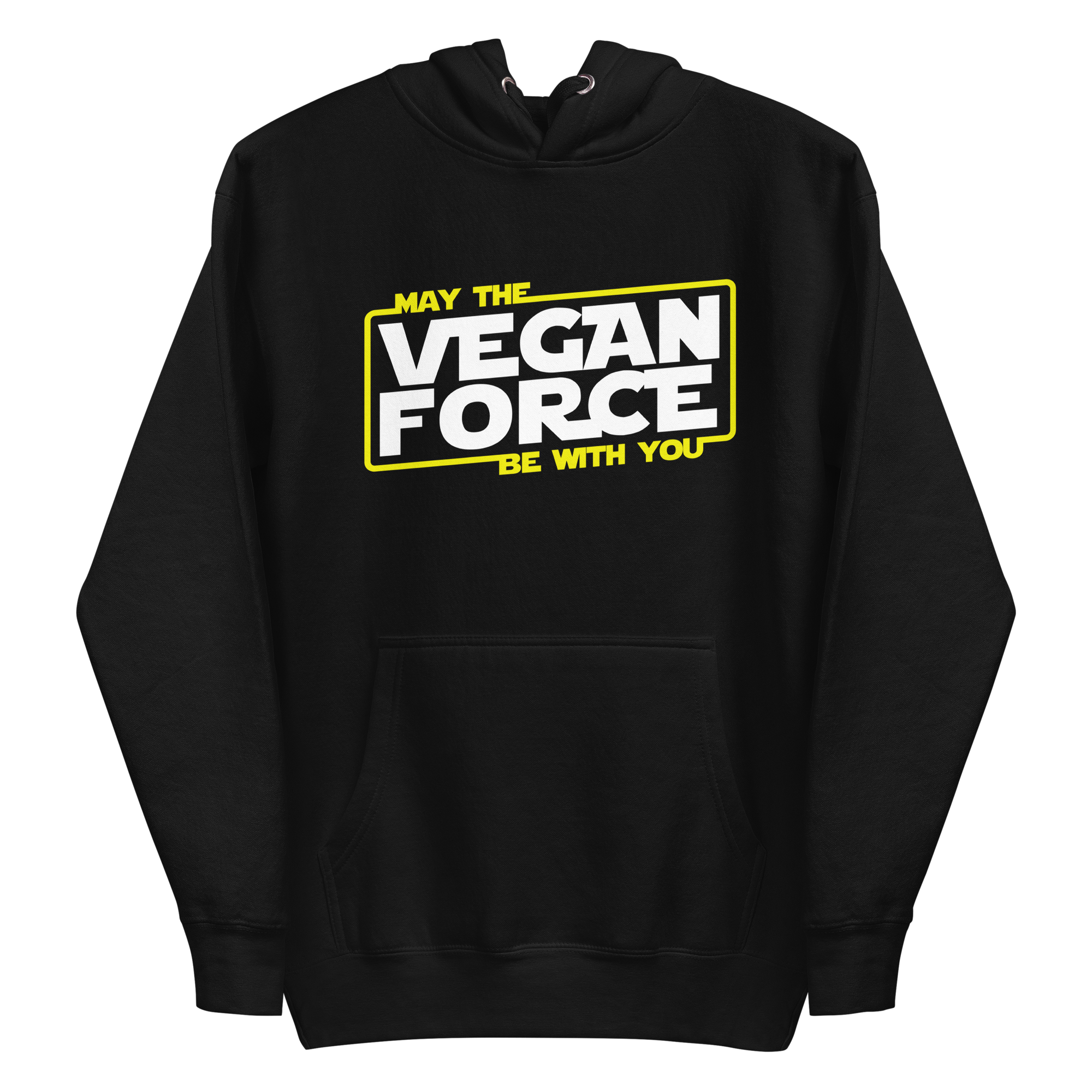 unisex-premium-pullover-hoodie-black-front-6a9c5b046717b.png May The Vegan Force Be With You Hoodie