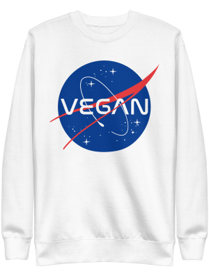 unisex-premium-sweatshirt-white-front-6a9c5b832de3e.png Vegan NASA Sweatshirt